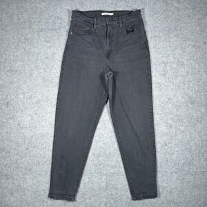 Levi's High Waisted Mom Jean denim jeans Womens 30x29 Black Tapered Leg Retro